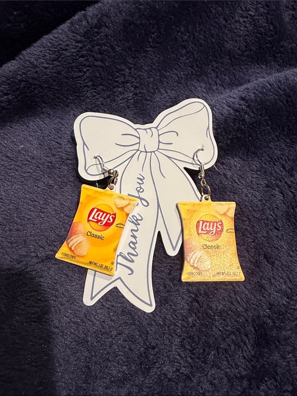 Classic Potato Chip Bag Dangle Earrings - Yellow